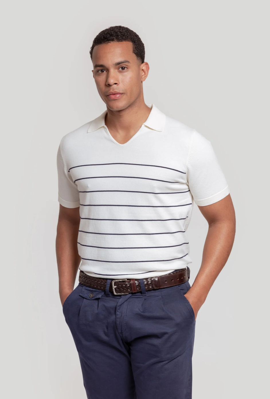 POLO PUNTO RAYA BEIGE A LA VAQUERA