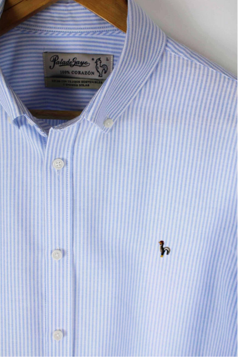 CAMISA OXFORD RAYAS CELESTE PATADEGAYO