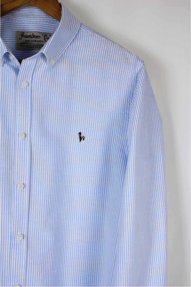 CAMISA OXFORD RAYAS CELESTE PATADEGAYO
