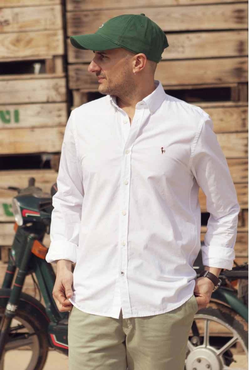 CAMISA OXFORD EFECTO LAVADO BLANCO PATADEGAYO