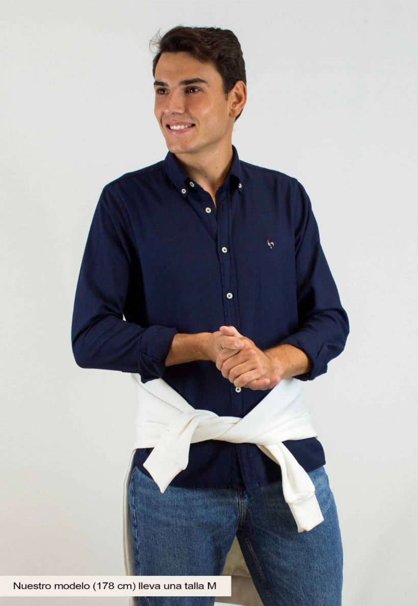 CAMISA OXFORD EFECTO LAVADO AZUL MARINO PATADEGAYO
