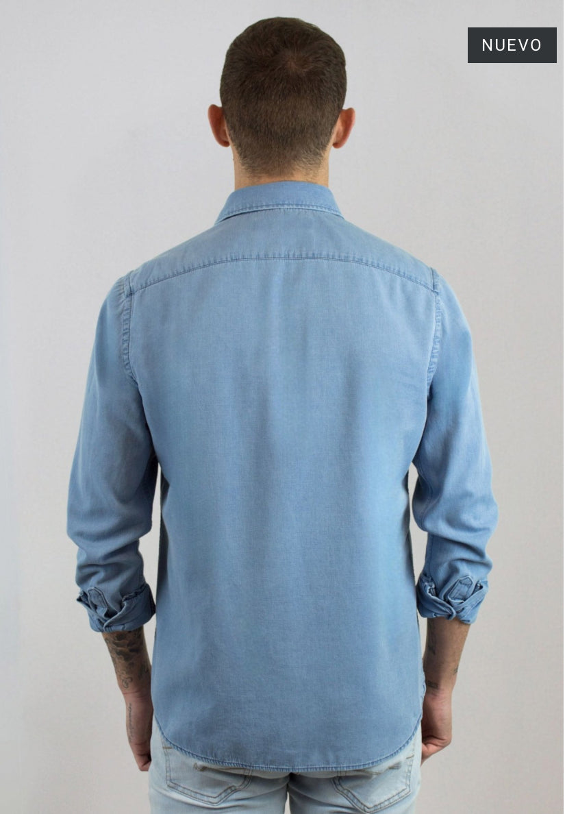 CAMISA DENIM ESTRUCTURA BLEACHED PATADEGAYO