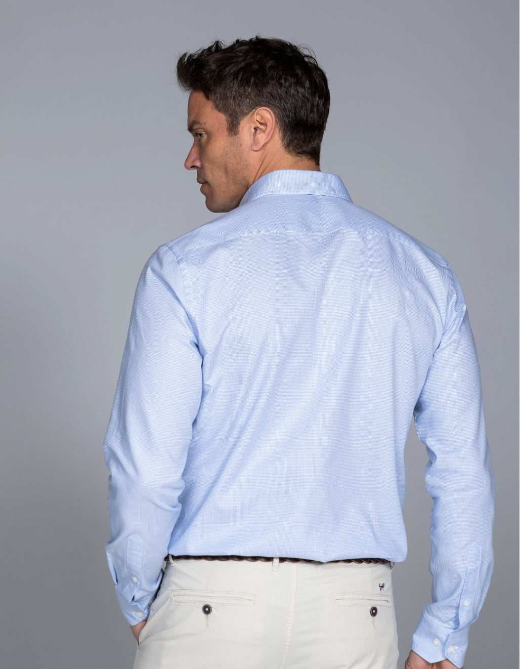 CAMISA MINIOXFORD PATA DE GALLO CELESTE ALBERT BRANDON