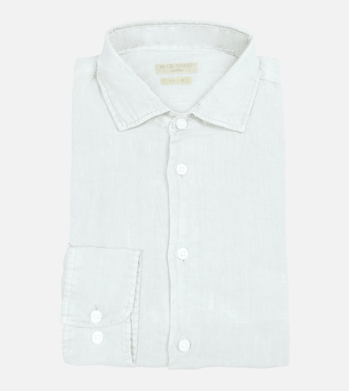 CAMISA LINO CUELLO ITALIANO GARMENT DYED BLANCO