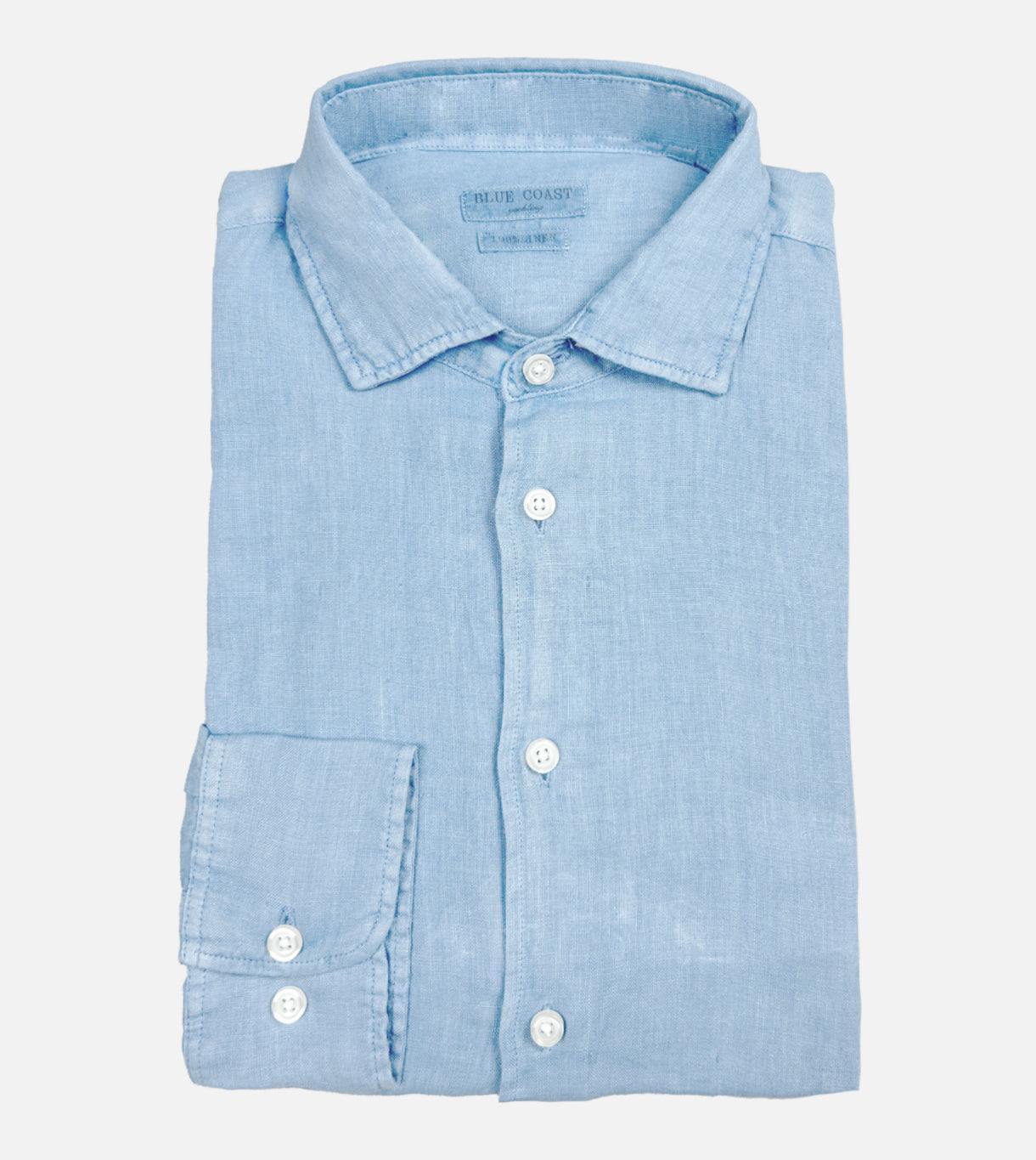 CAMISA LINO CUELLO ITALIANO GARMENT DYED CELESTE