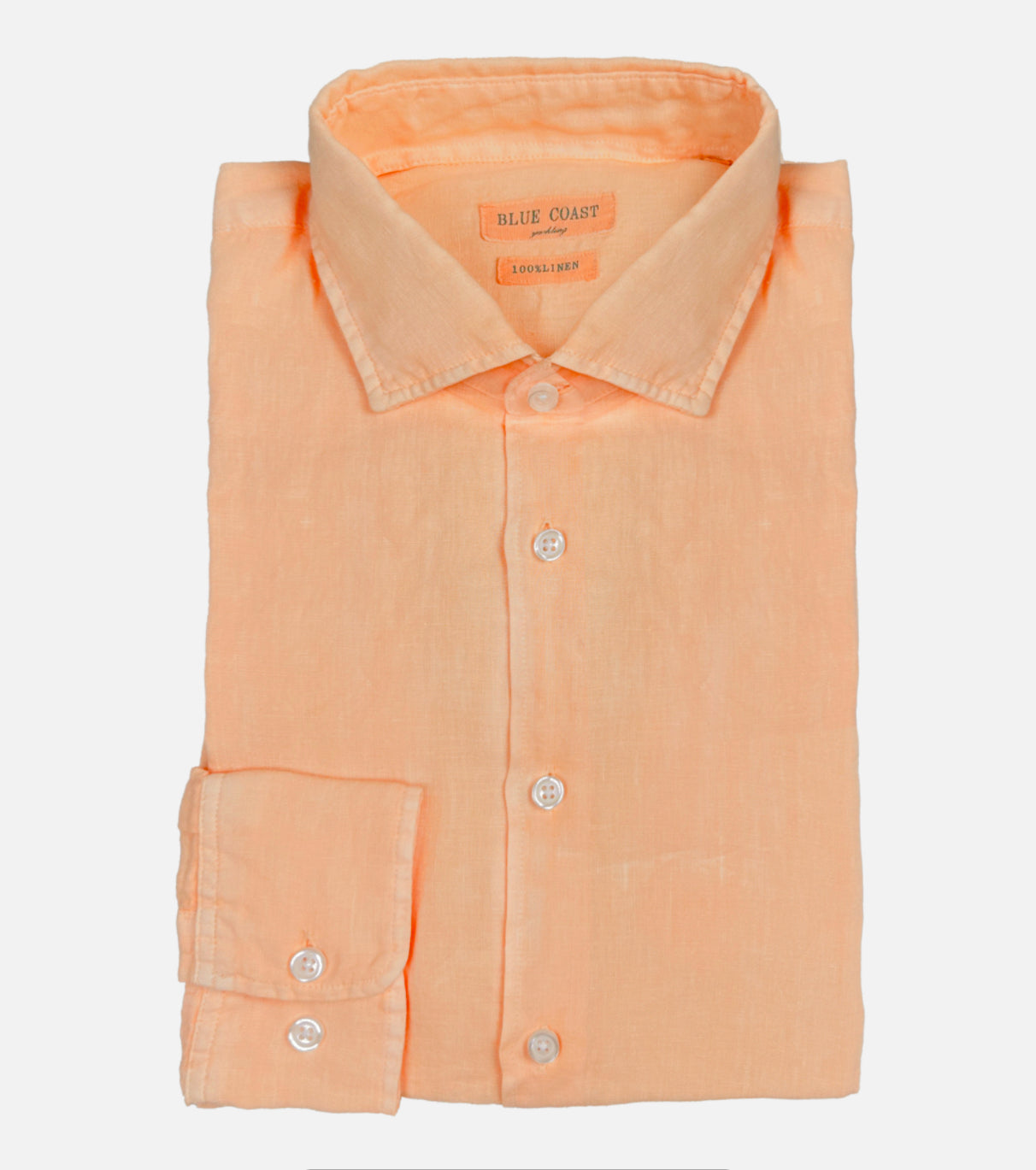 CAMISA LINO CUELLO ITALIANO GARMENT DYED NARANJA