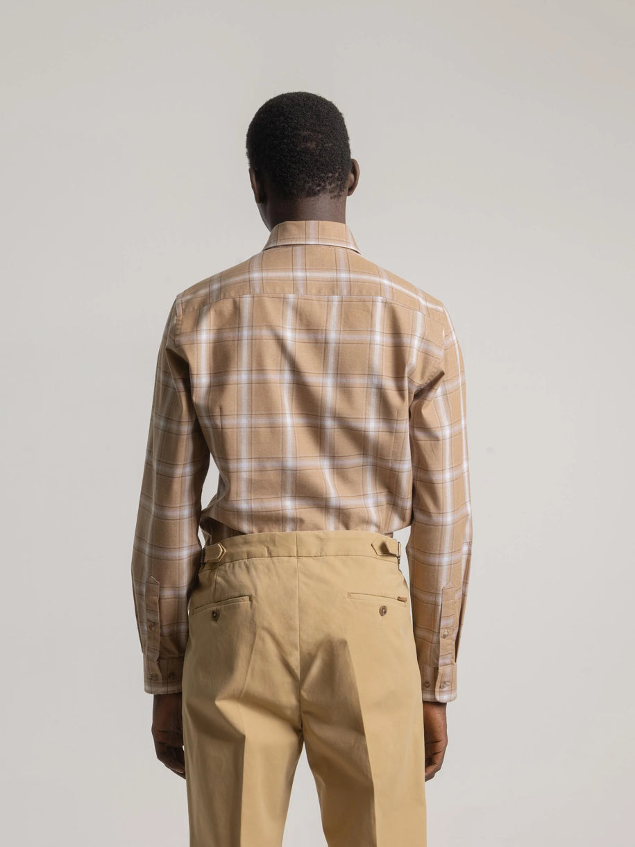 CAMISA CASUAL CUADRO TARTÁN CARAMELO PUROEGO