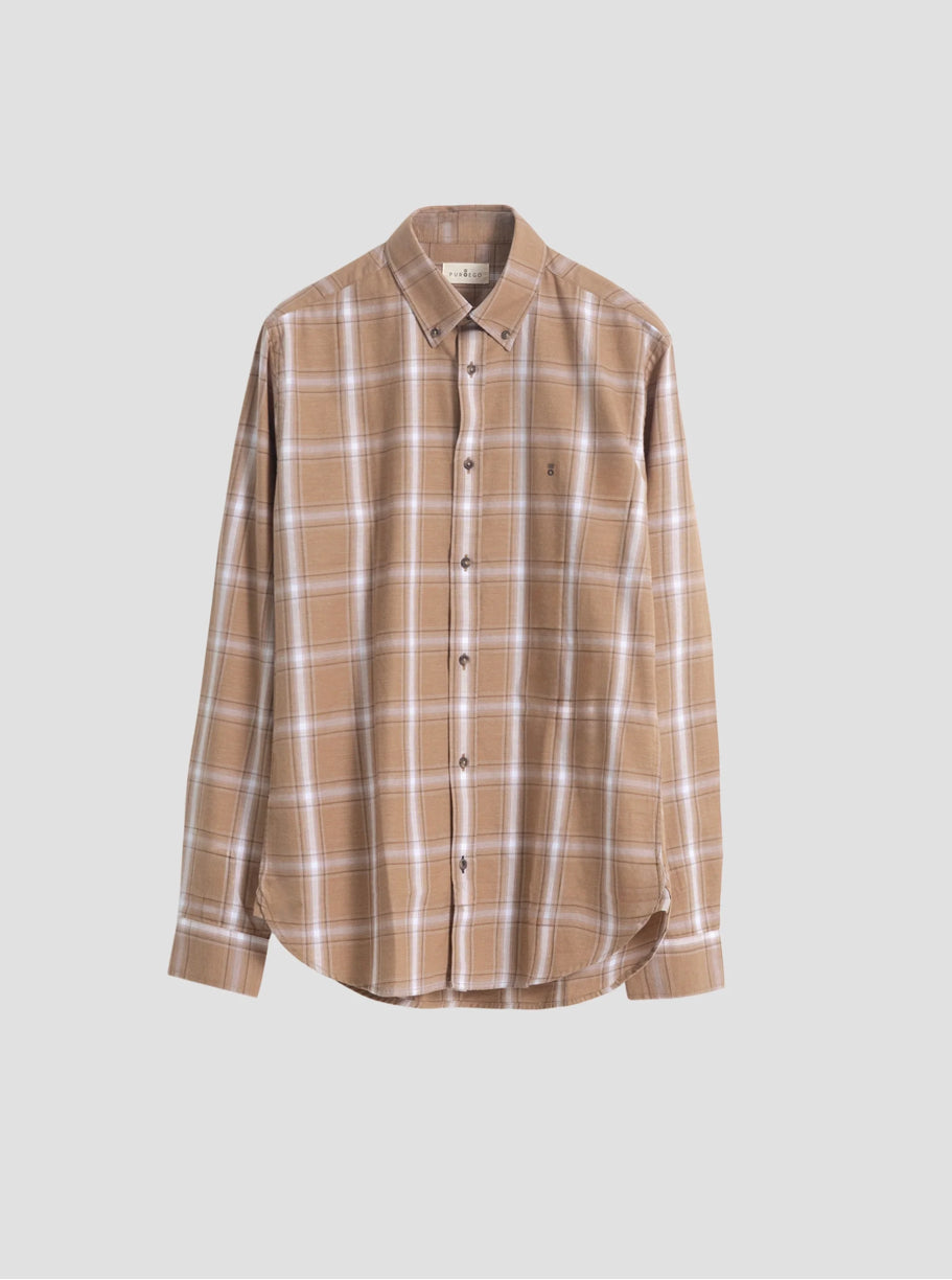 CAMISA CASUAL CUADRO TARTÁN CARAMELO PUROEGO