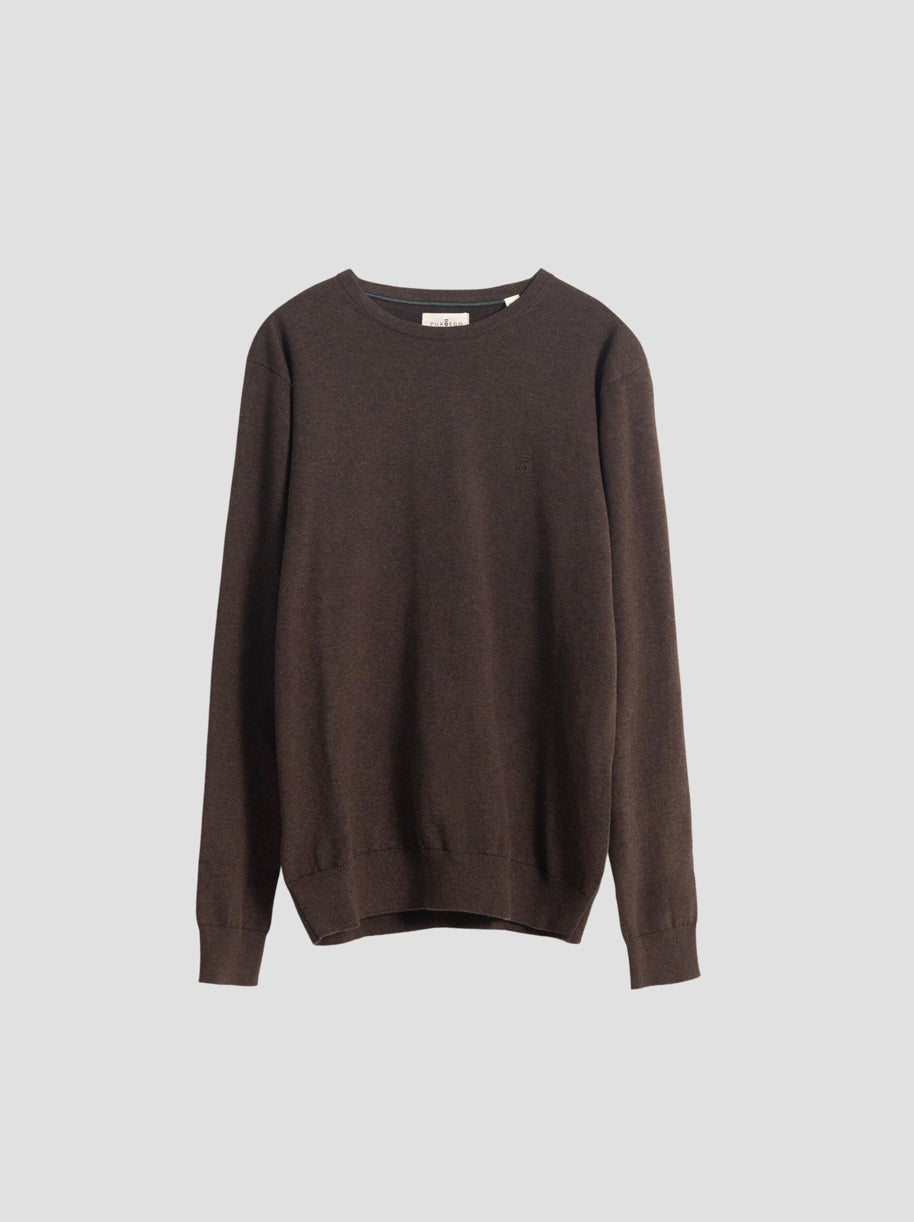 JERSEY ALGODÓN CUELLO REDONDO CHOCOLATE PUROEGO