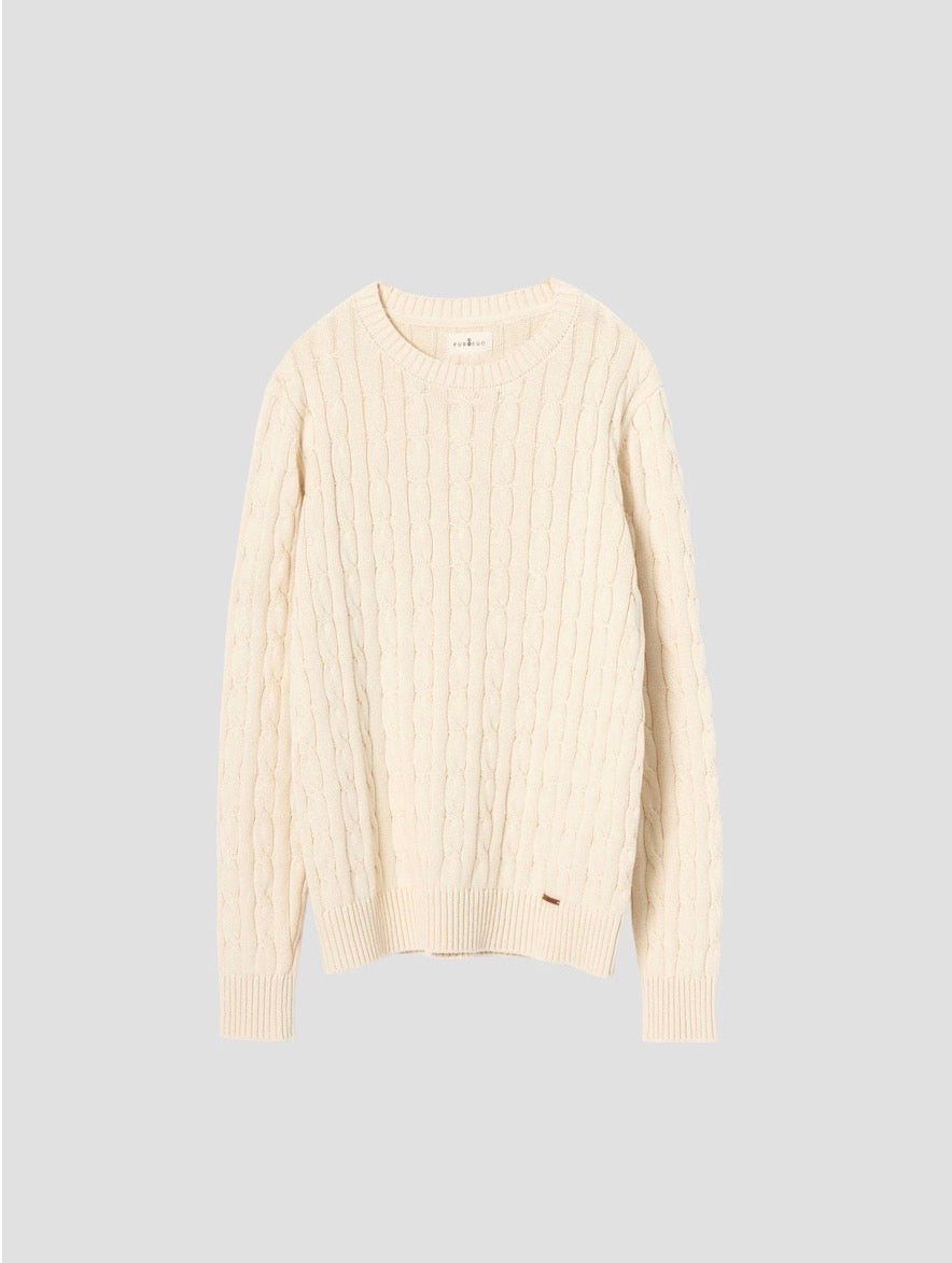 PUROEGO JERSEY CABLE KNIT CRUDO