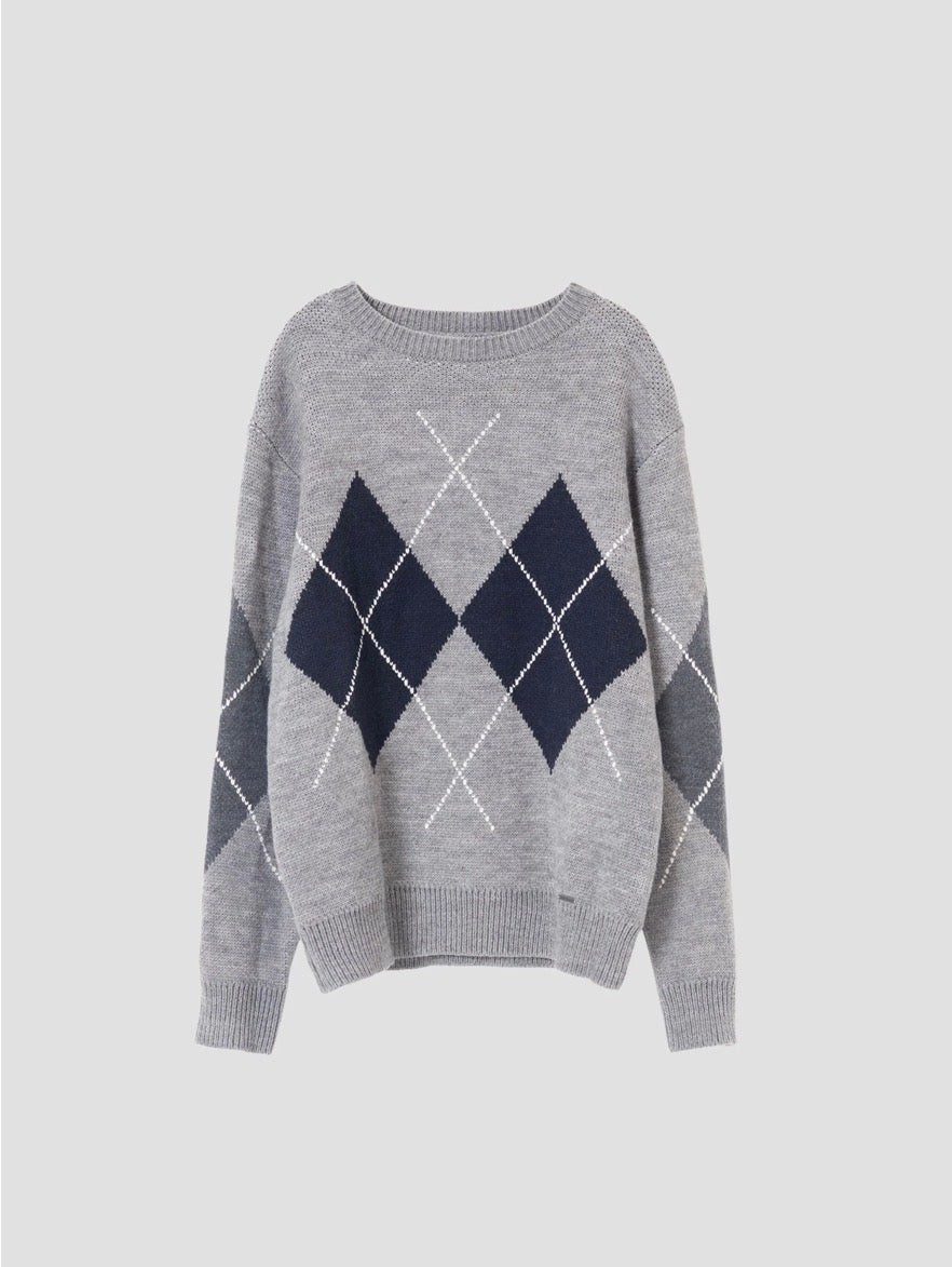 PUROEGO JERSEY ROMBOS LANA GRIS