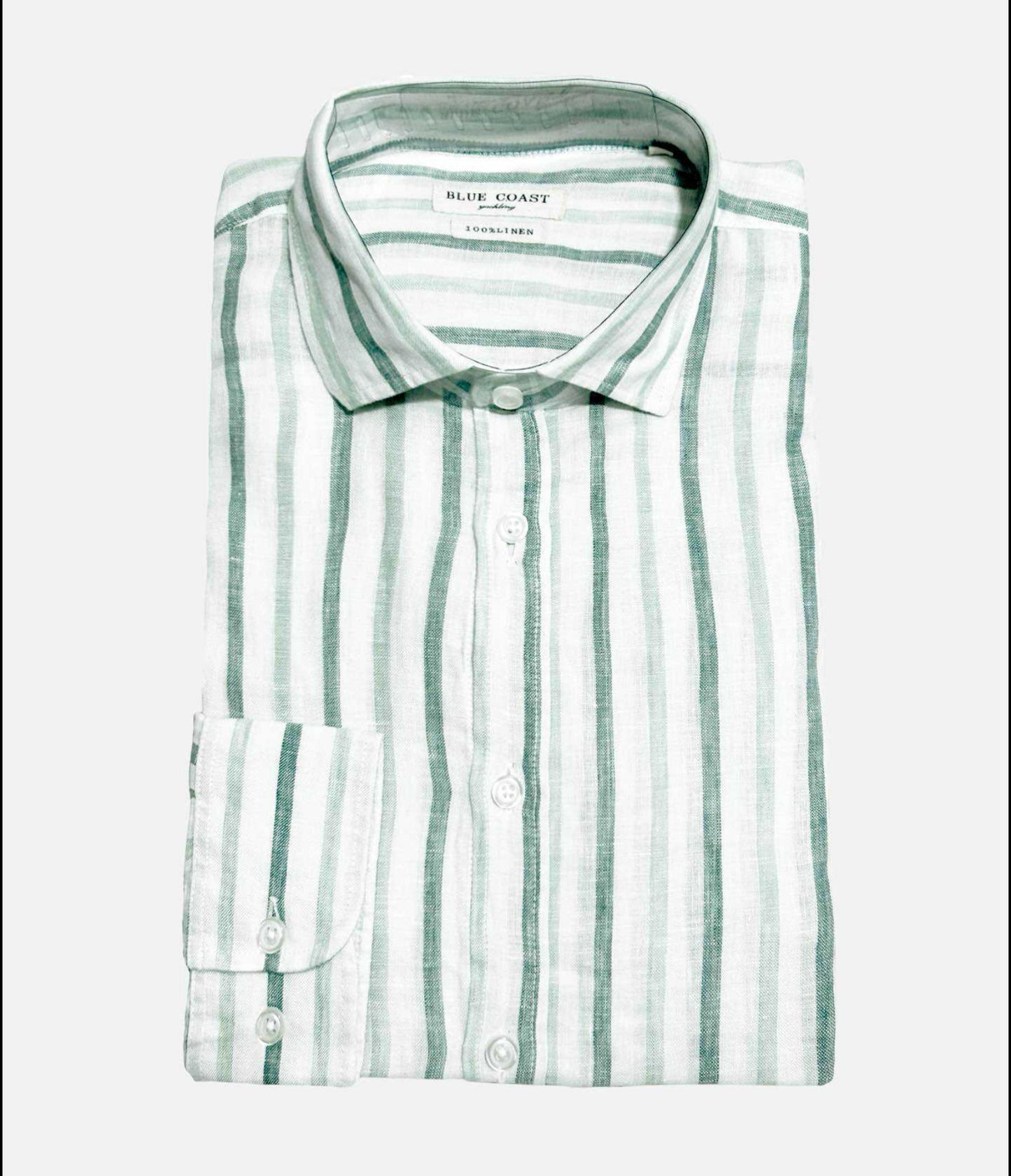 CAMISA LINO RAYA BICOLOR VERDE BLUE COAST