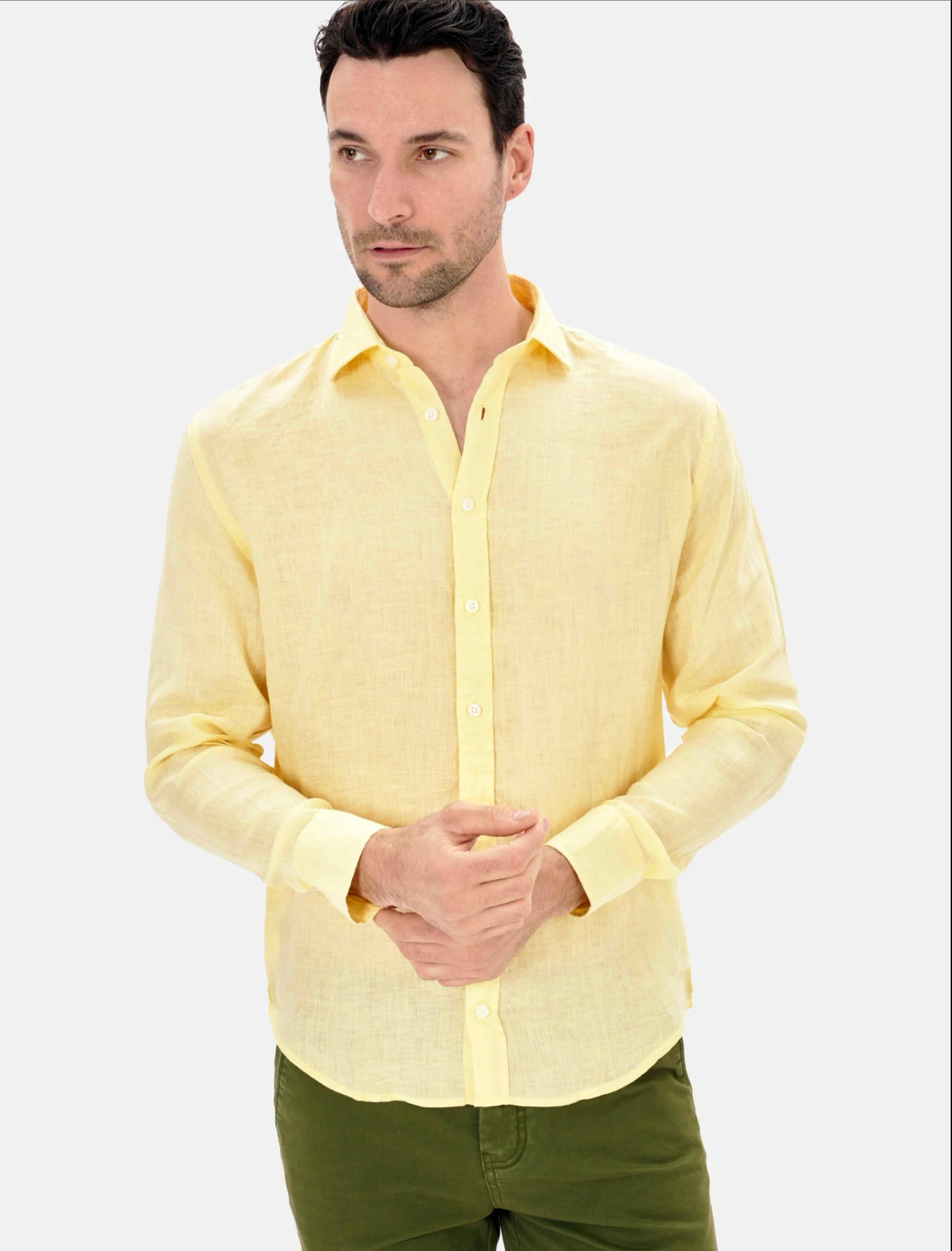 CAMISA LINO CUELLO ITALIANO AMARILLO BLUE COAST