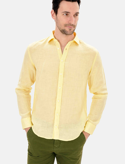 CAMISA LINO CUELLO ITALIANO AMARILLO BLUE COAST