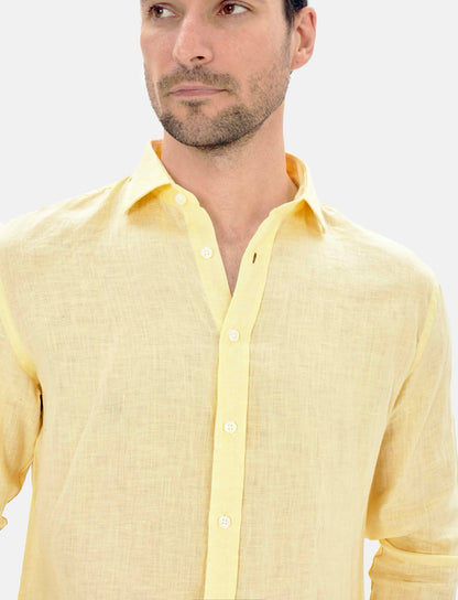 CAMISA LINO CUELLO ITALIANO AMARILLO BLUE COAST