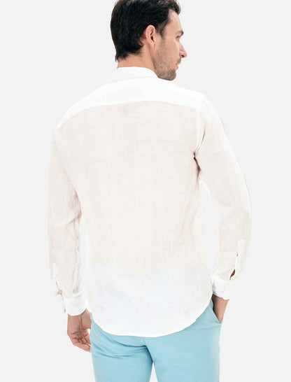 CAMISA LINO CUELLO ITALIANO BLANCO BLUE COAST