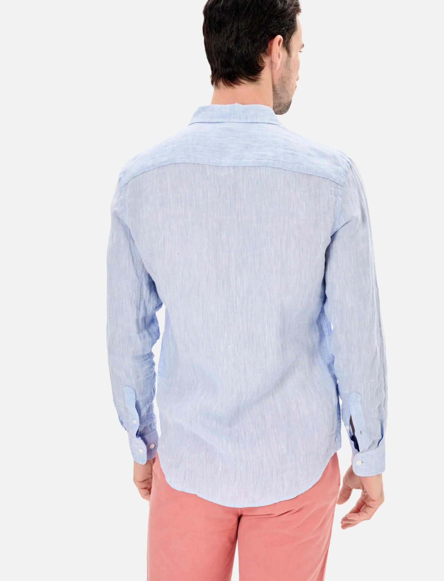 CAMISA LINO CUELLO ITALIANO CELESTE BLUE COAST