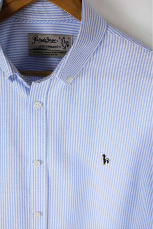 CAMISA OXFORD RAYAS CELESTE PATADEGAYO
