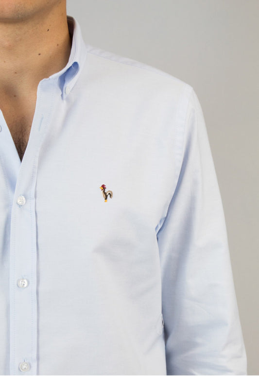 CAMISA OXFORD EFECTO LAVADO CELESTE PATADEGAYO