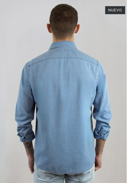 CAMISA DENIM ESTRUCTURA BLEACHED PATADEGAYO