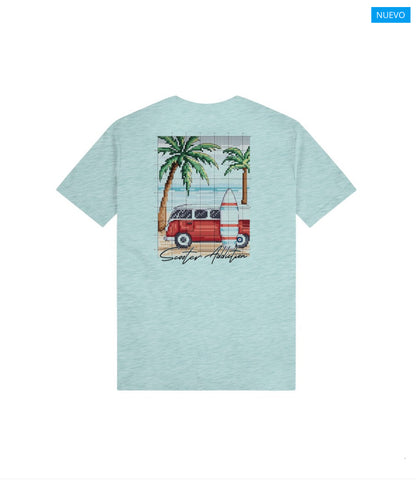 CAMISETA ORGÁNICA PETIT BEACH TURQUESA SCOOTER