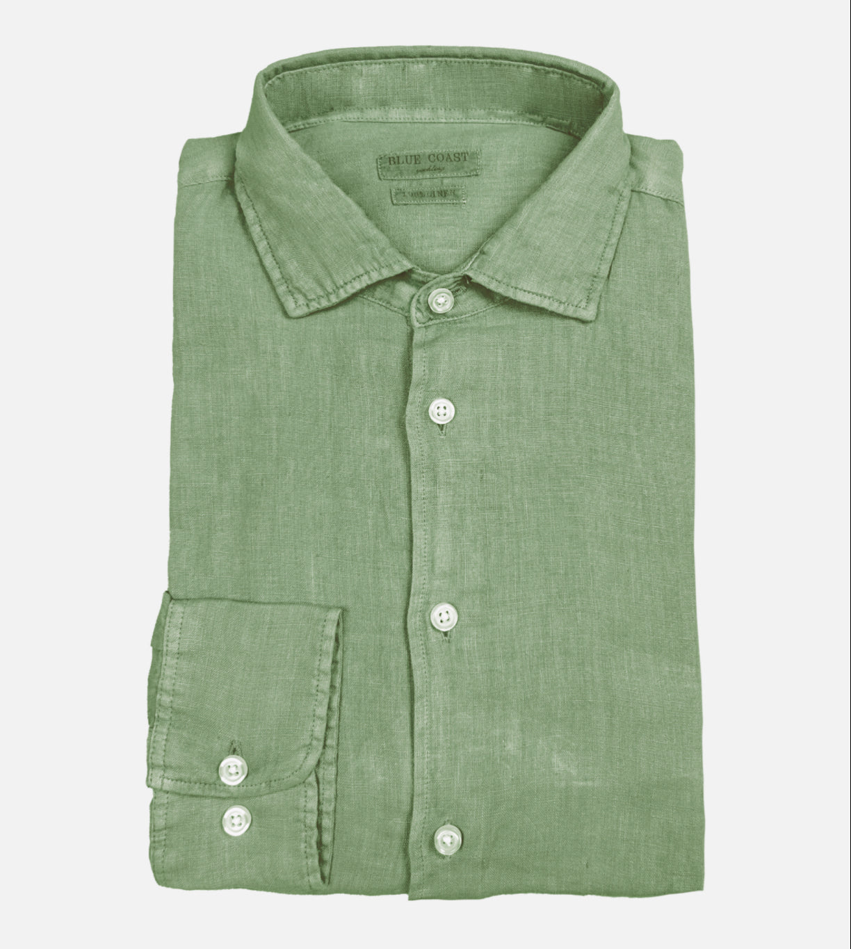 CAMISA LINO CUELLO ITALIANO GARMENT DYED SALVIA