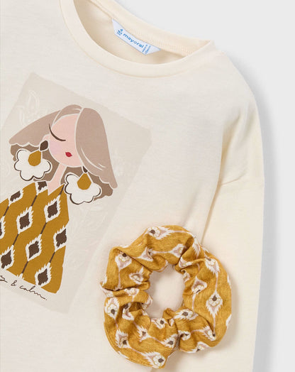 CAMISETA 4006 ESTAMPADA CON COLETERO M/L MAYORAL NIÑA