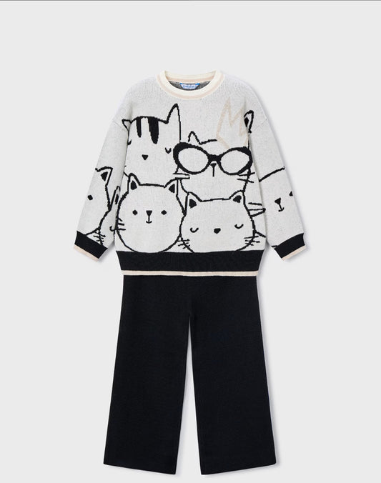 CONJUNTO 4583 JERSEY Y PANTALON PUNTO ESTAMPADO MAYORAL NIÑA