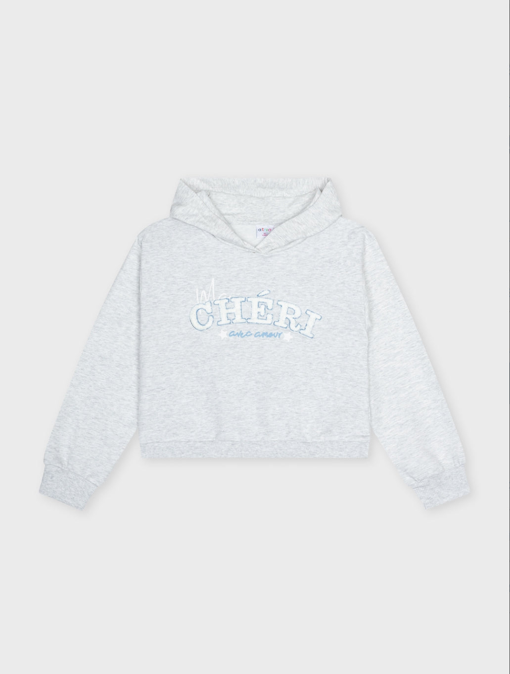 SUDADERA CON CAPUCHA GRIS ATIVO NIÑA