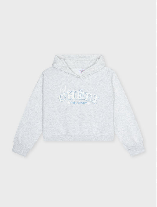 SUDADERA CON CAPUCHA GRIS ATIVO NIÑA