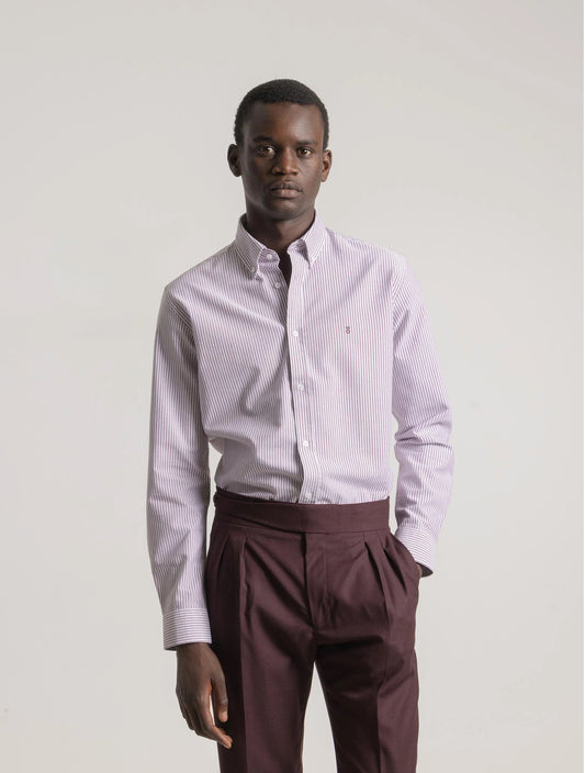 CAMISA RAYAS OXFORD BURDEOS PUROEGO