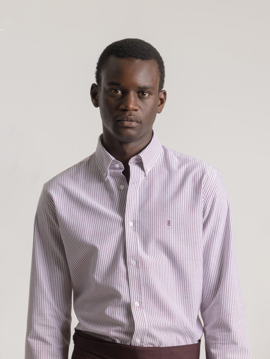 CAMISA RAYAS OXFORD BURDEOS PUROEGO