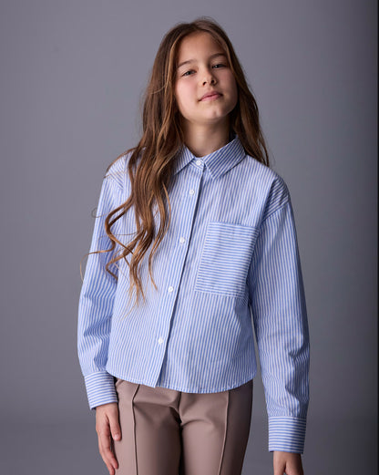 7197 BLUSA CHICA RAYAS CELESTE MAYORAL
