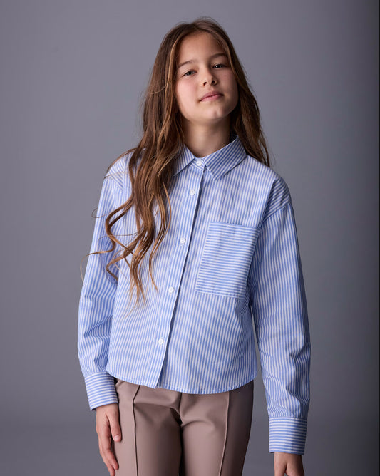 7197 BLUSA CHICA RAYAS CELESTE MAYORAL