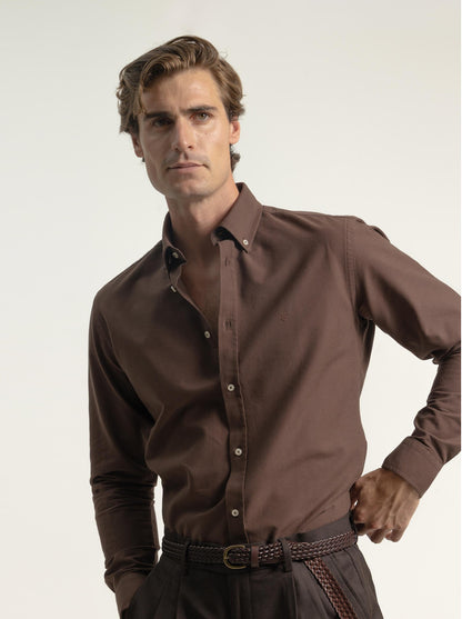 CAMISA OXFORD ALGODÓN CHOCOLATE PUROEGO