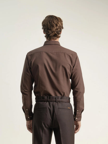 CAMISA OXFORD ALGODÓN CHOCOLATE PUROEGO