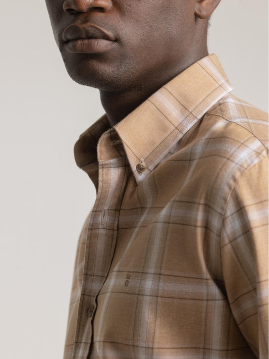 CAMISA CASUAL CUADRO TARTÁN CARAMELO PUROEGO