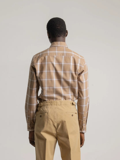 CAMISA CASUAL CUADRO TARTÁN CARAMELO PUROEGO
