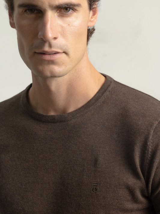 JERSEY ALGODÓN CUELLO REDONDO CHOCOLATE PUROEGO