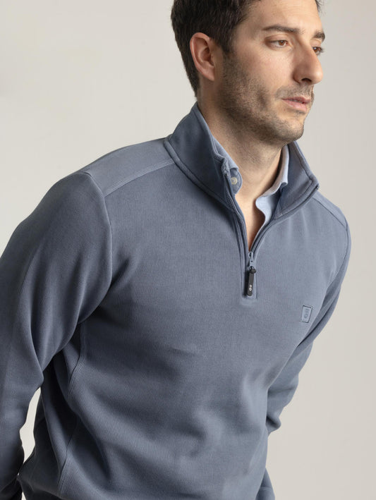 SUDADERA CUELLO CREMALLERA AZUL PUROEGO