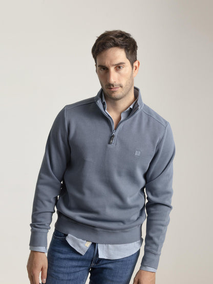 SUDADERA CUELLO CREMALLERA AZUL PUROEGO