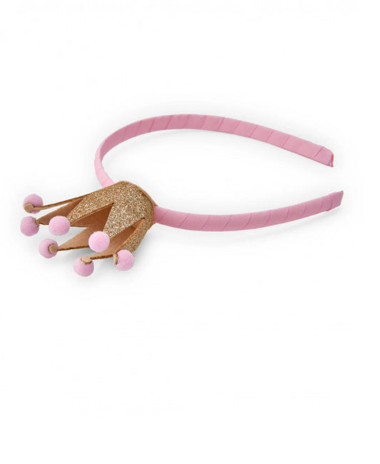 DIADEMA CORONA DORADA Y POMPONES TUC TUC