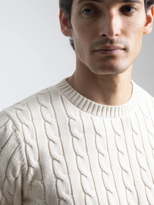 JERSEY CABLE KNIT MARFIL PUROEGO