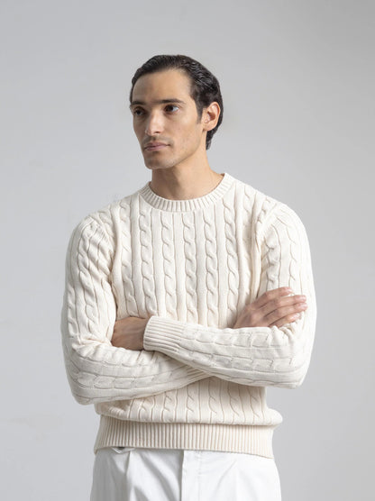 JERSEY CABLE KNIT MARFIL PUROEGO