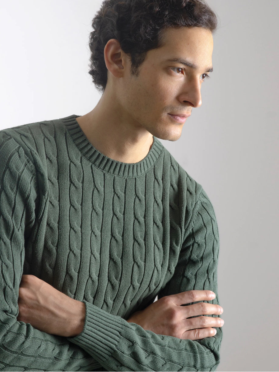 JERSEY CABLE KNIT VERDE OSCURO PUROEGO
