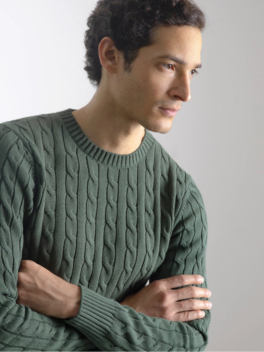 JERSEY CABLE KNIT VERDE OSCURO PUROEGO