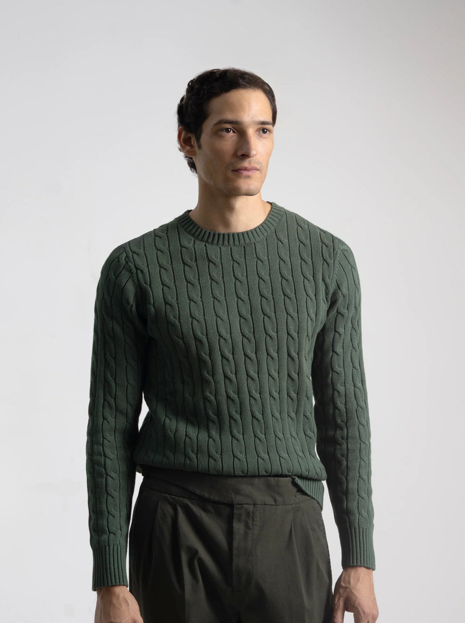 JERSEY CABLE KNIT VERDE OSCURO PUROEGO