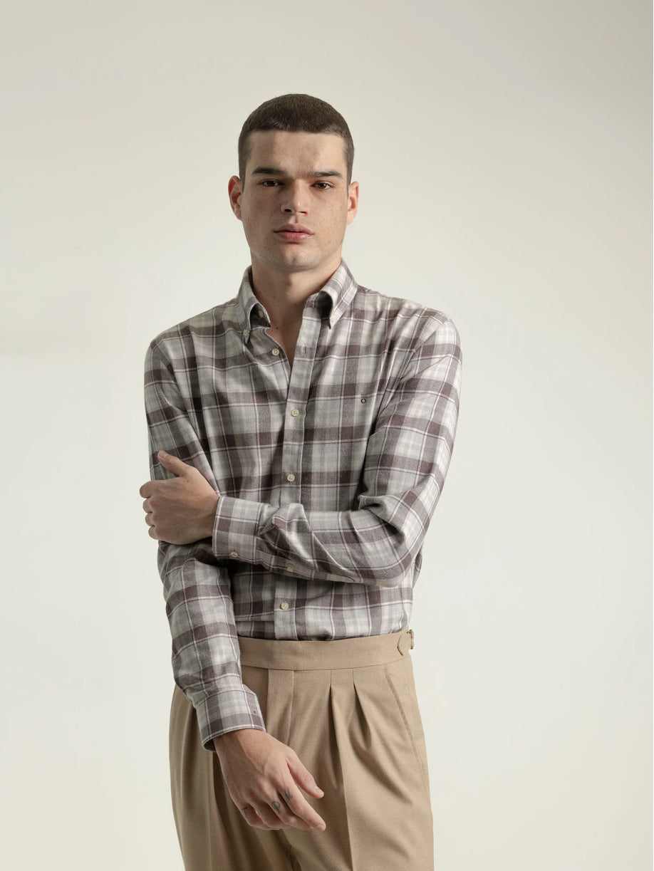 CAMISA CUADRO TARTÁN MARRÓN PUROEGO