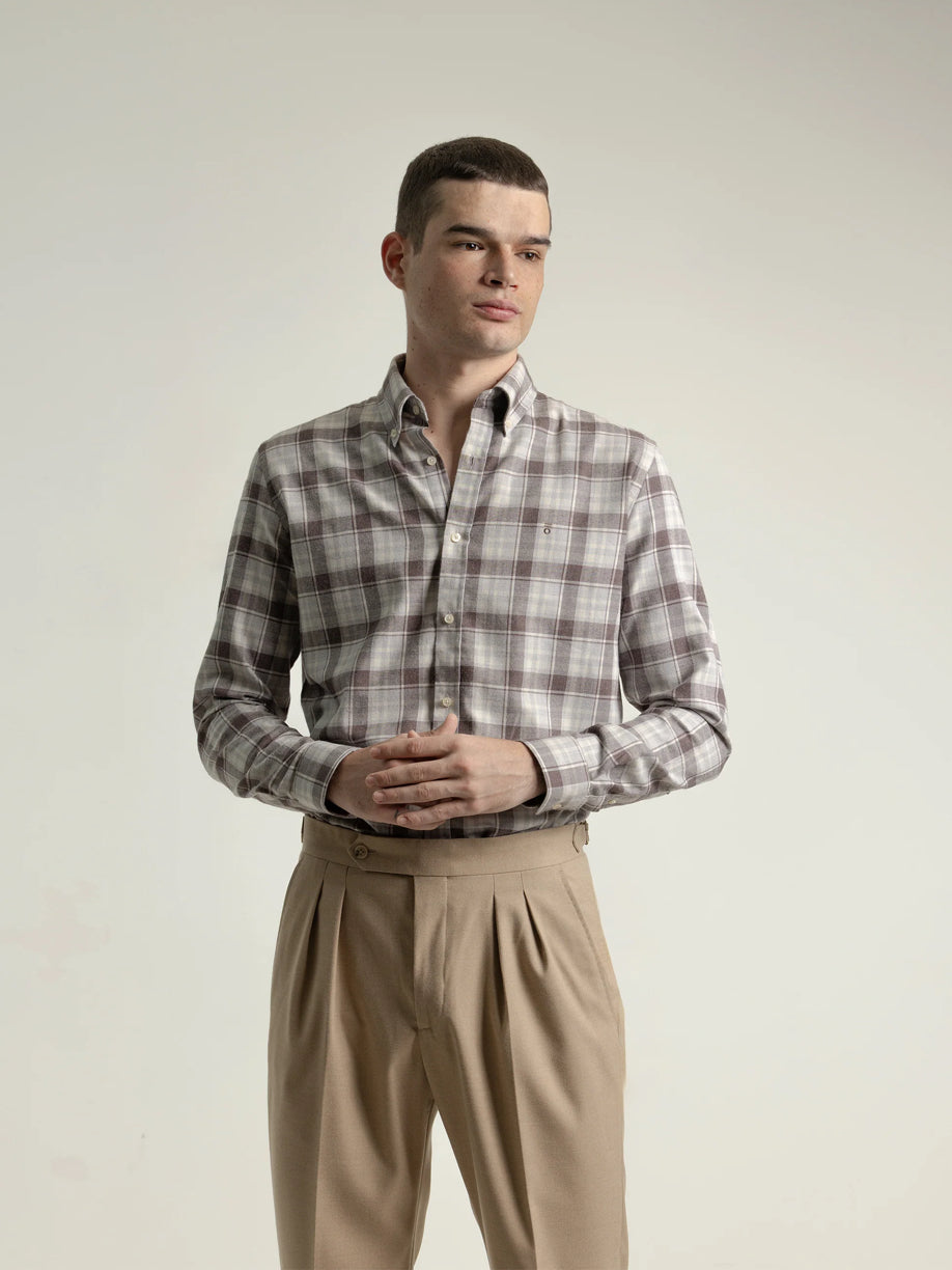 CAMISA CUADRO TARTÁN MARRÓN PUROEGO