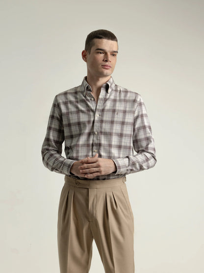 CAMISA CUADRO TARTÁN MARRÓN PUROEGO